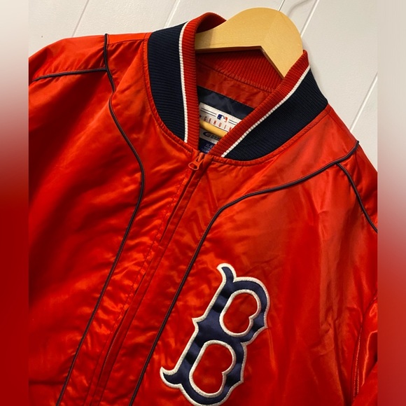 Boston Red Sox Jacket G-III Carl Banks Bomber Baseball Big Logo Satin Two Sided - Picture 3 of 14